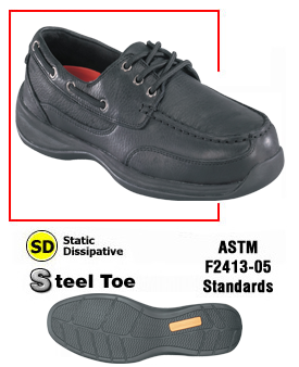 ESD, Men's & Women's BLACK BOAT SHOE, STEEL TOE